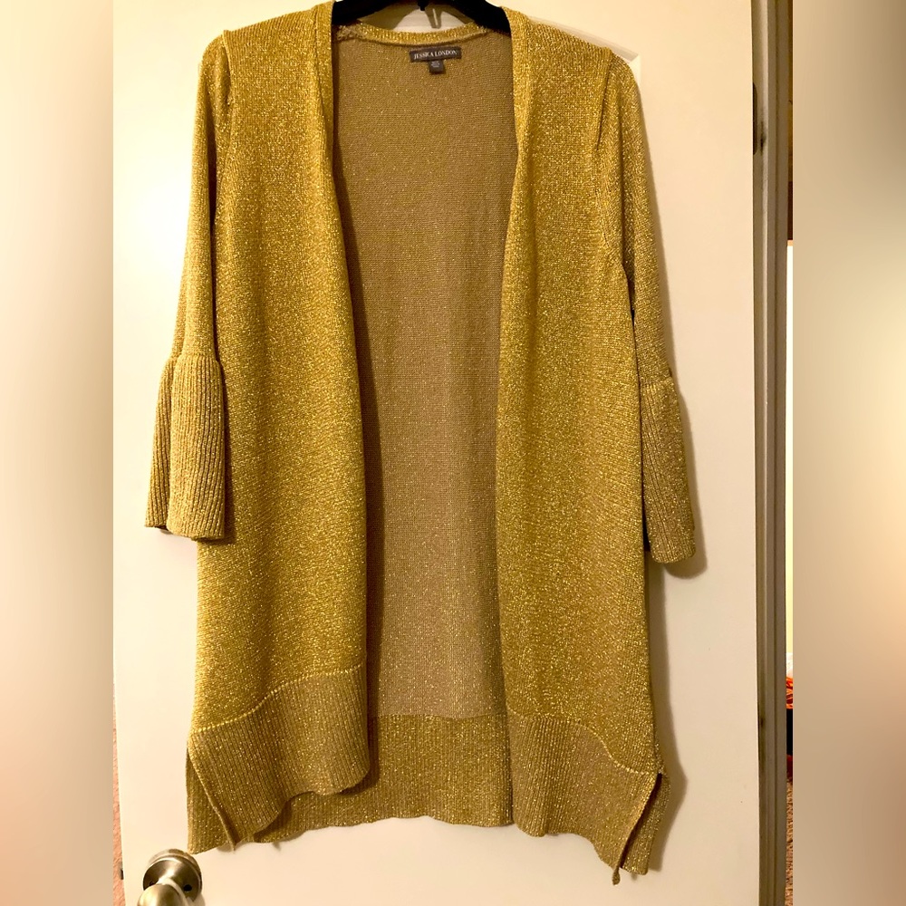 Gold open front knit cardigan